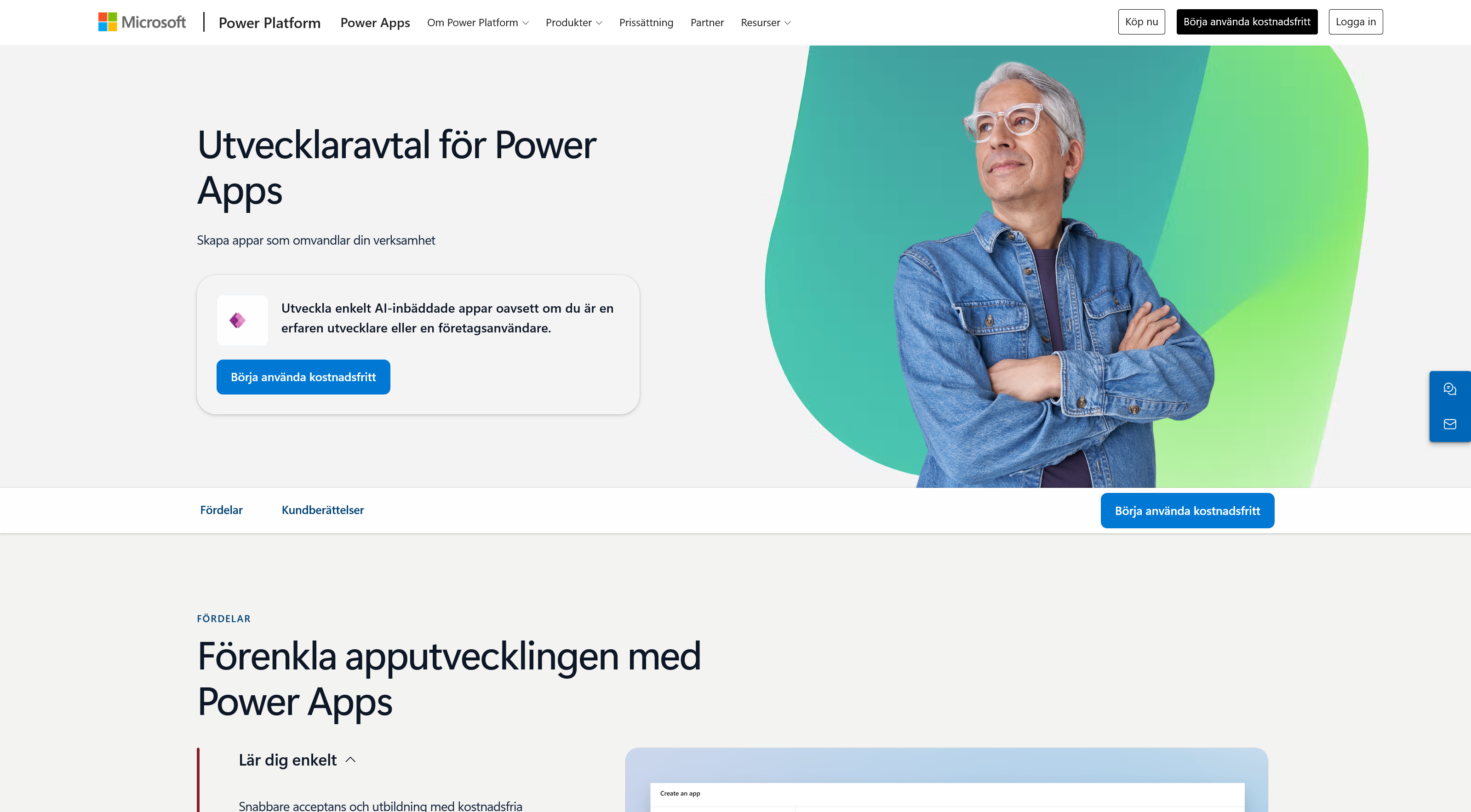 Startsidan för Power Apps Developer Plan