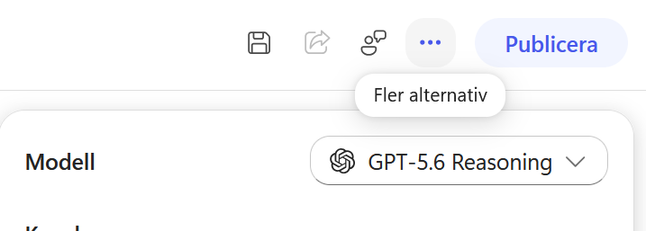 Knappen Fler alternativ bredvid Publicera