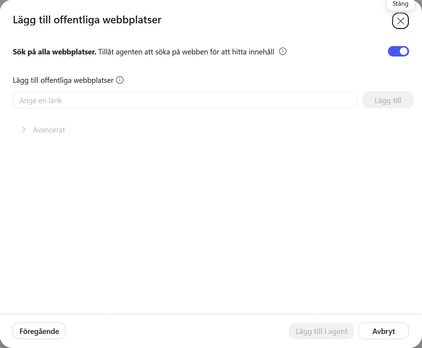 Offentliga webbplatser med fri webbsökning aktiverad