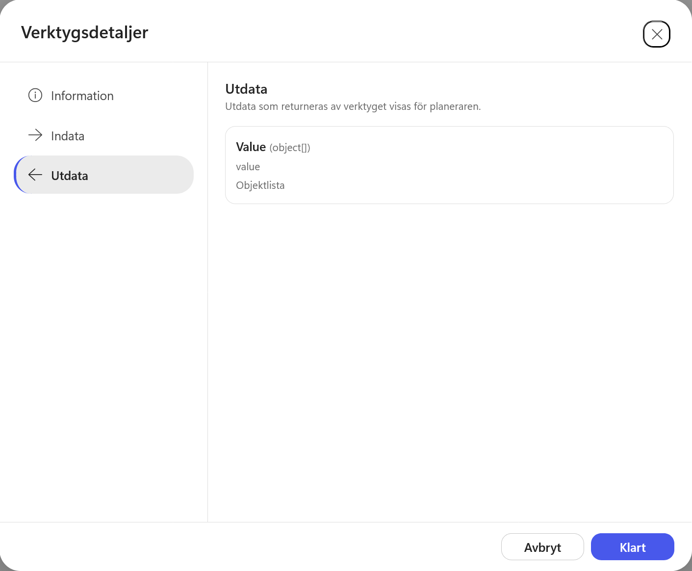 Utdata från Hämta objekten består av en objektlista