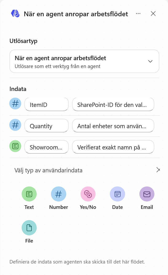ShowroomName har lagts till som textindata