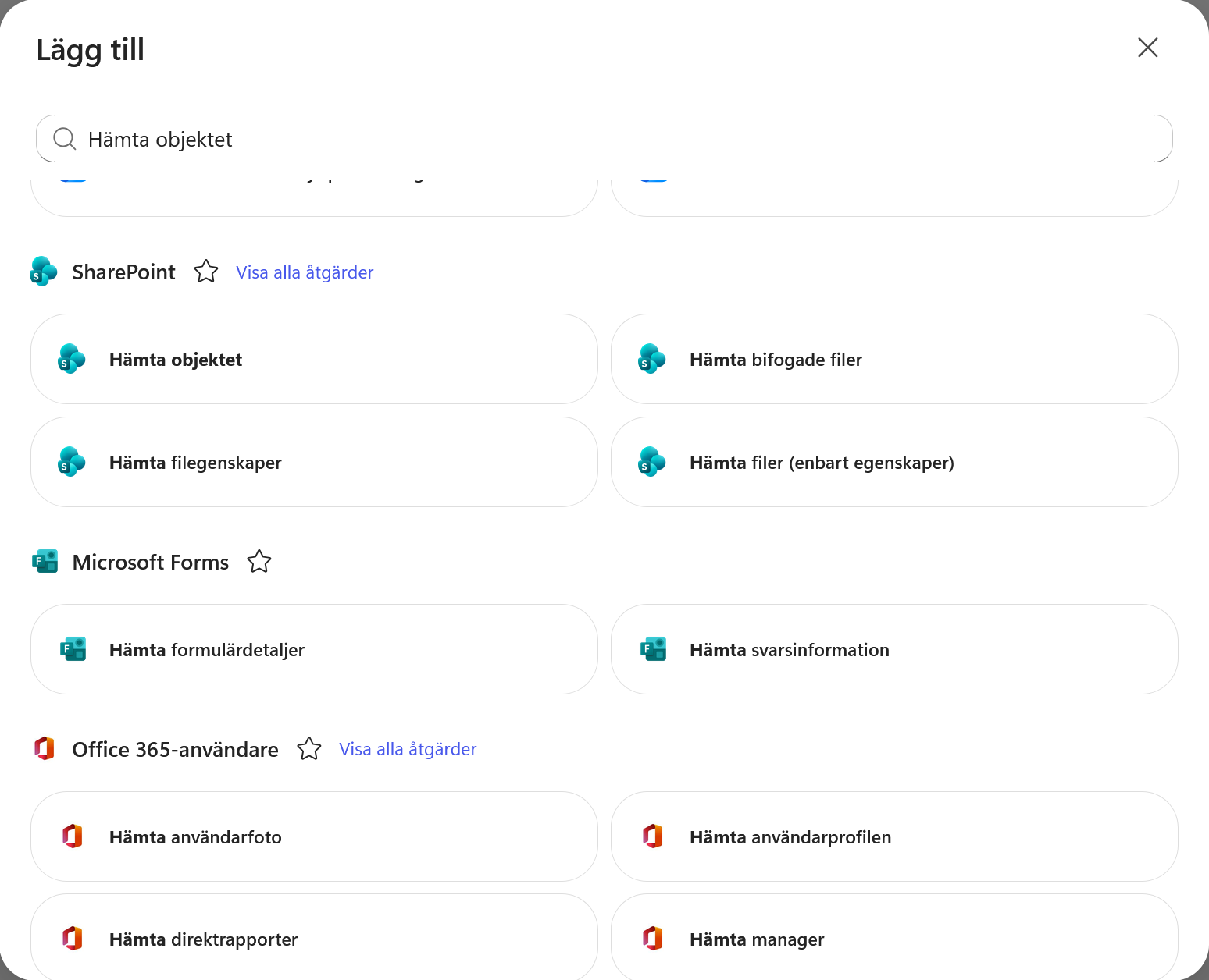 SharePoint-åtgärden Hämta objektet i åtgärdslistan