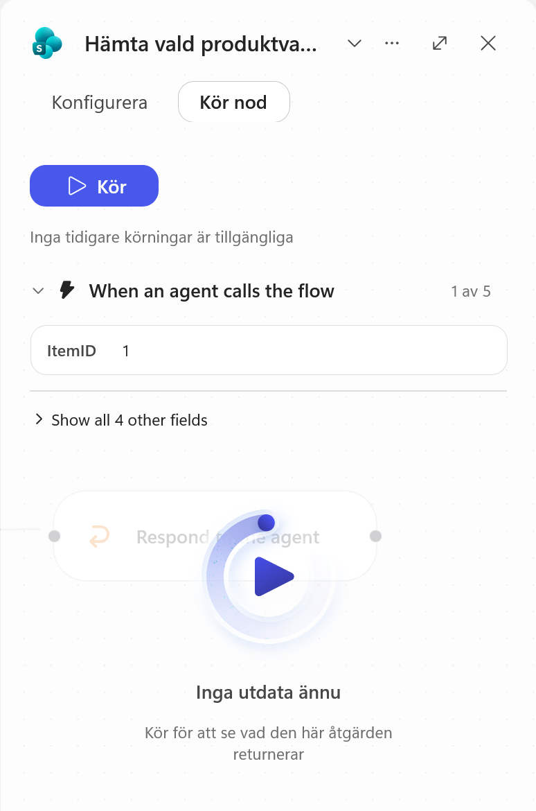 Hämta vald produktvariant testas med ItemID 1