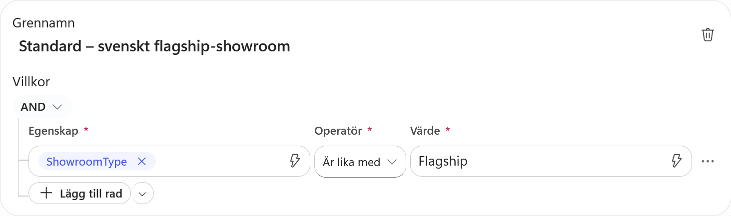 ShowroomType ska vara lika med Flagship