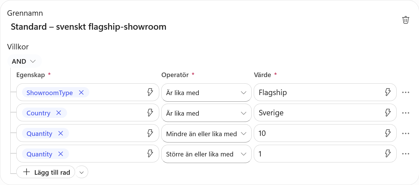 Quantity ska vara större än eller lika med 1