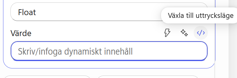 Värdefältet för TotalProductPrice växlas till uttrycksläge