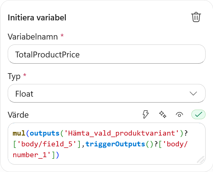 TotalProductPrice är färdigkonfigurerad