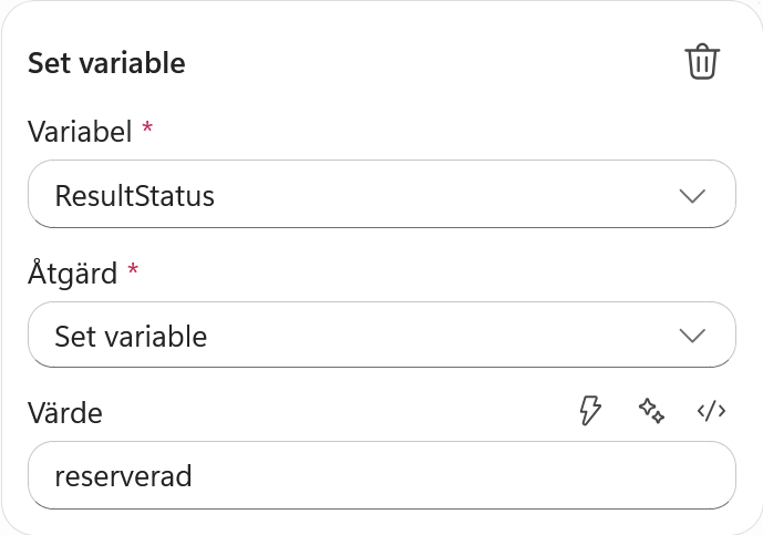 ResultStatus sätts till reserverad