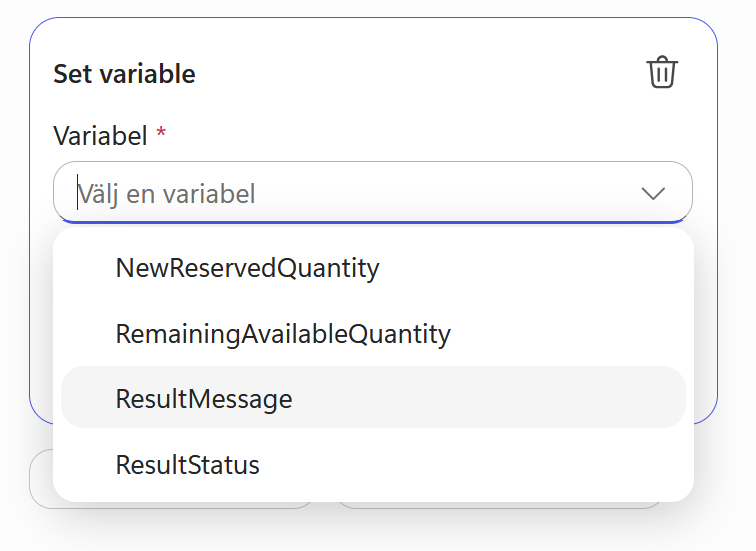 ResultMessage väljs i nästa uppdatering