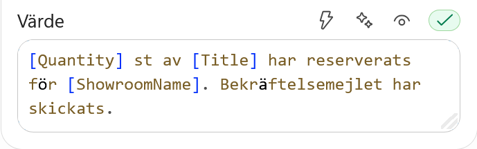 ResultMessage innehåller tre platshållare