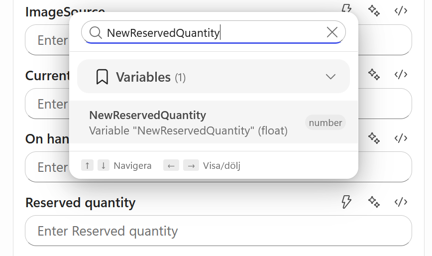 NewReservedQuantity söks fram under Variables
