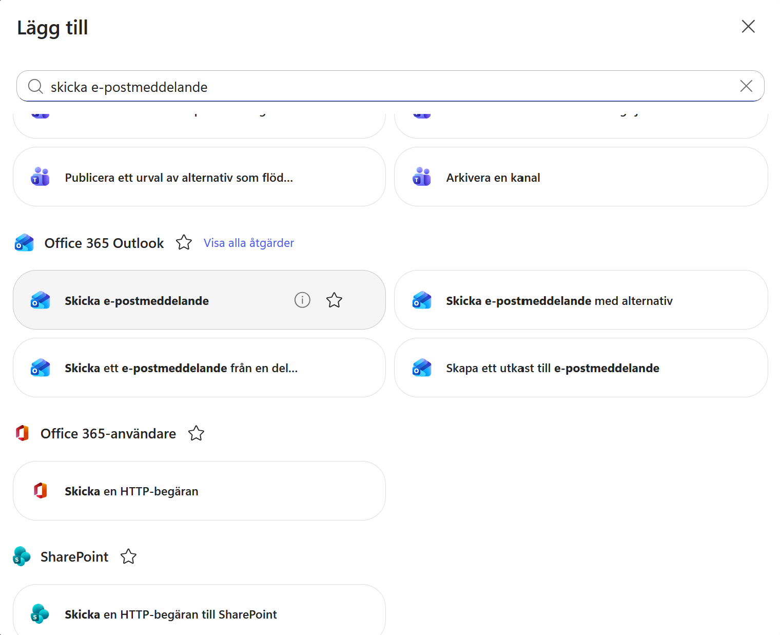 Skicka e-postmeddelande väljs från Office 365 Outlook