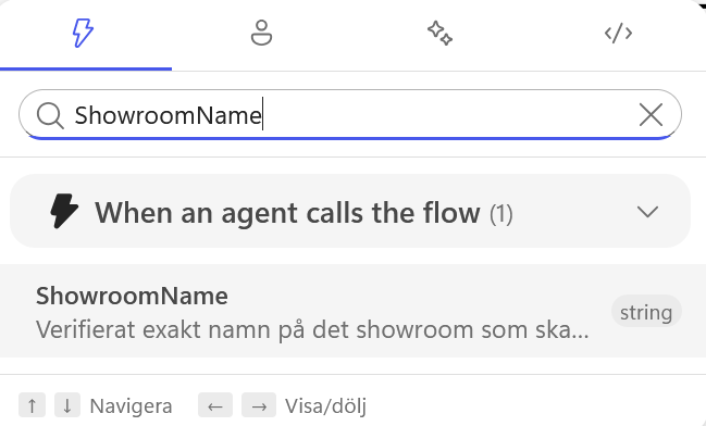 ShowroomName väljs för mejlets brödtext