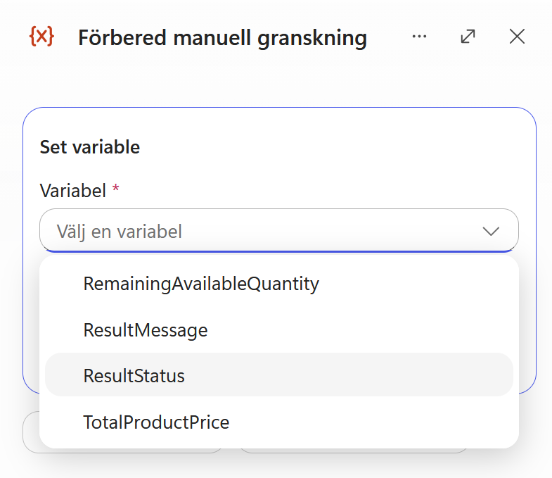 ResultStatus väljs för den manuella vägen
