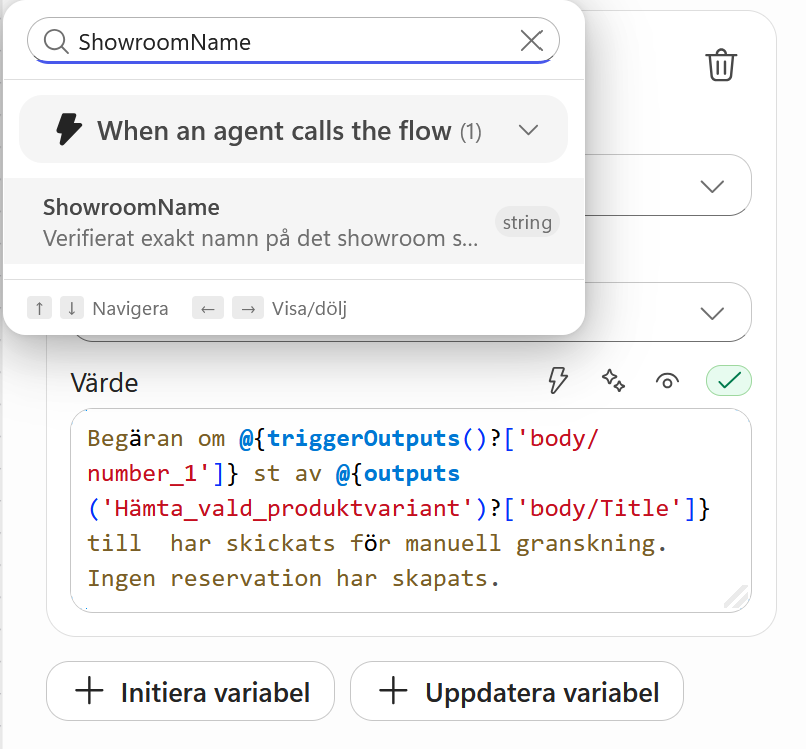 ShowroomName ersätter den sista platshållaren