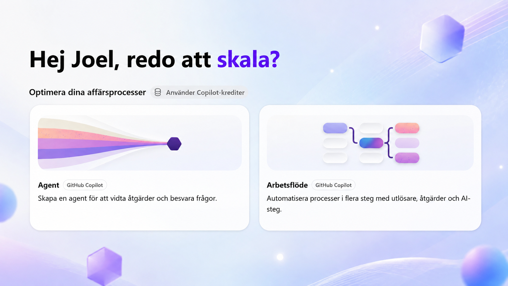 Nya Copilot Studio med alternativen agent och arbetsflöde