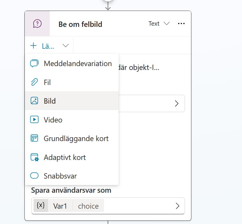 Menyn Lägg till med valet Bild