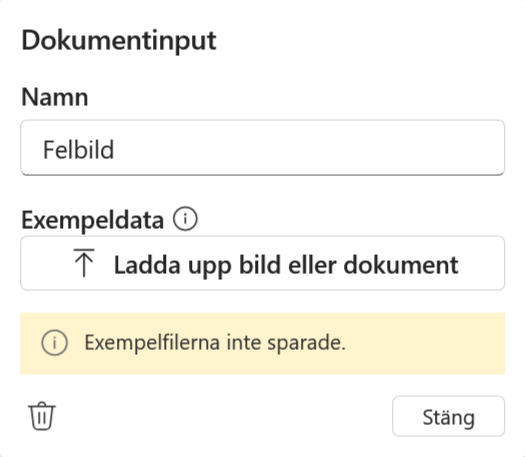 Dokumentindatan Felbild