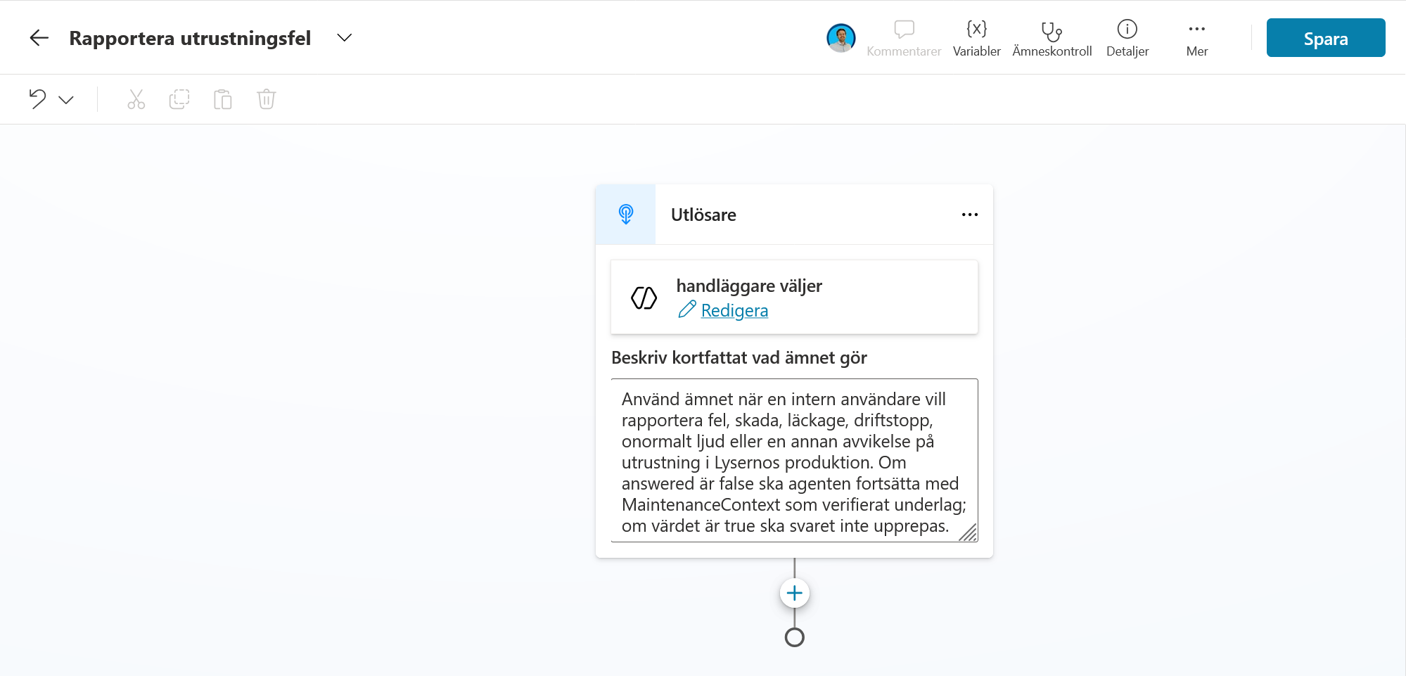 Ämnet med namn och modellbeskrivning