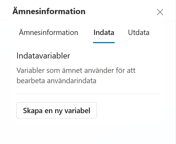 Fliken Indata med valet Skapa en ny variabel