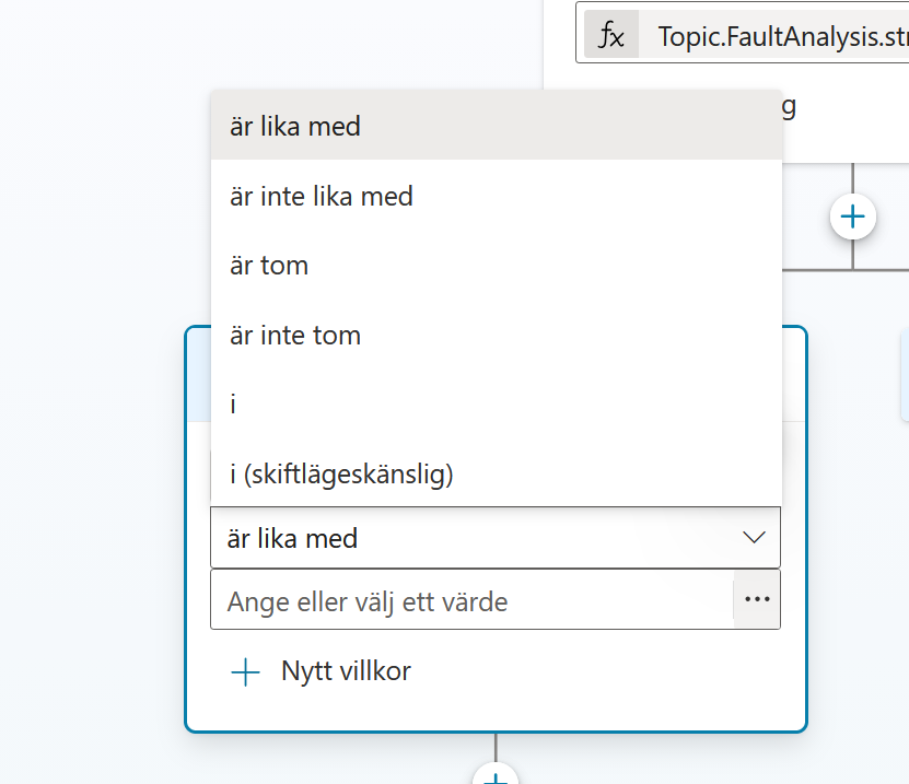 Operatorlistan med valet är tom