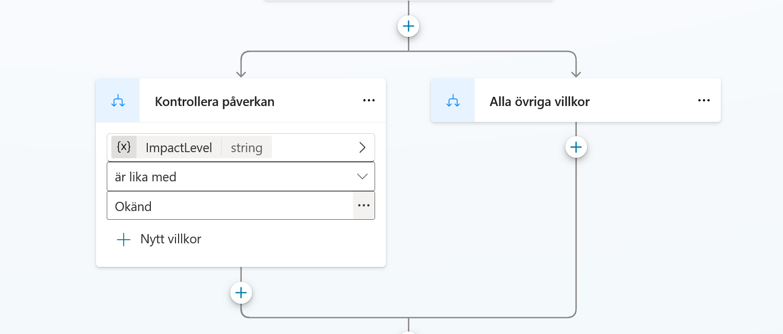 Villkoret Kontrollera påverkan när ImpactLevel är Okänd