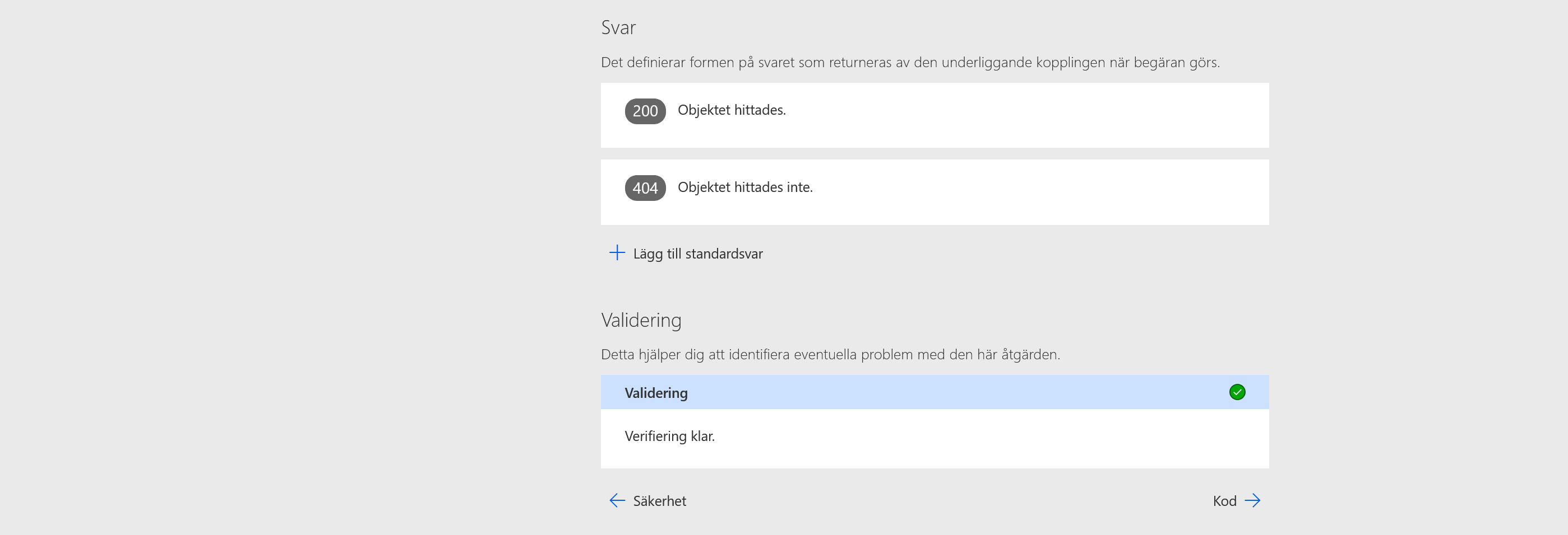 Svar och validering för GetAsset