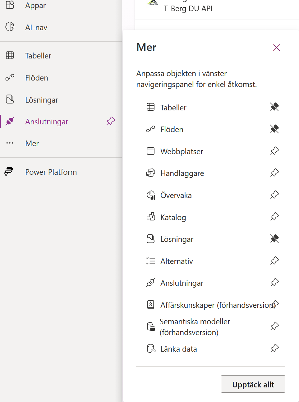 Menyn Mer i Power Apps