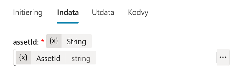 Indatan assetId kopplad till AssetId