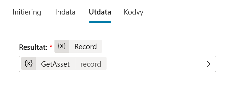 Utdata från GetAsset som ett record