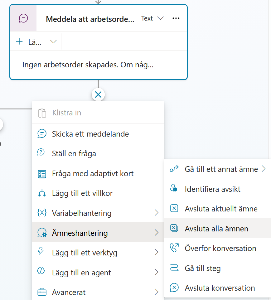 Ämneshantering med valet Avsluta alla ämnen