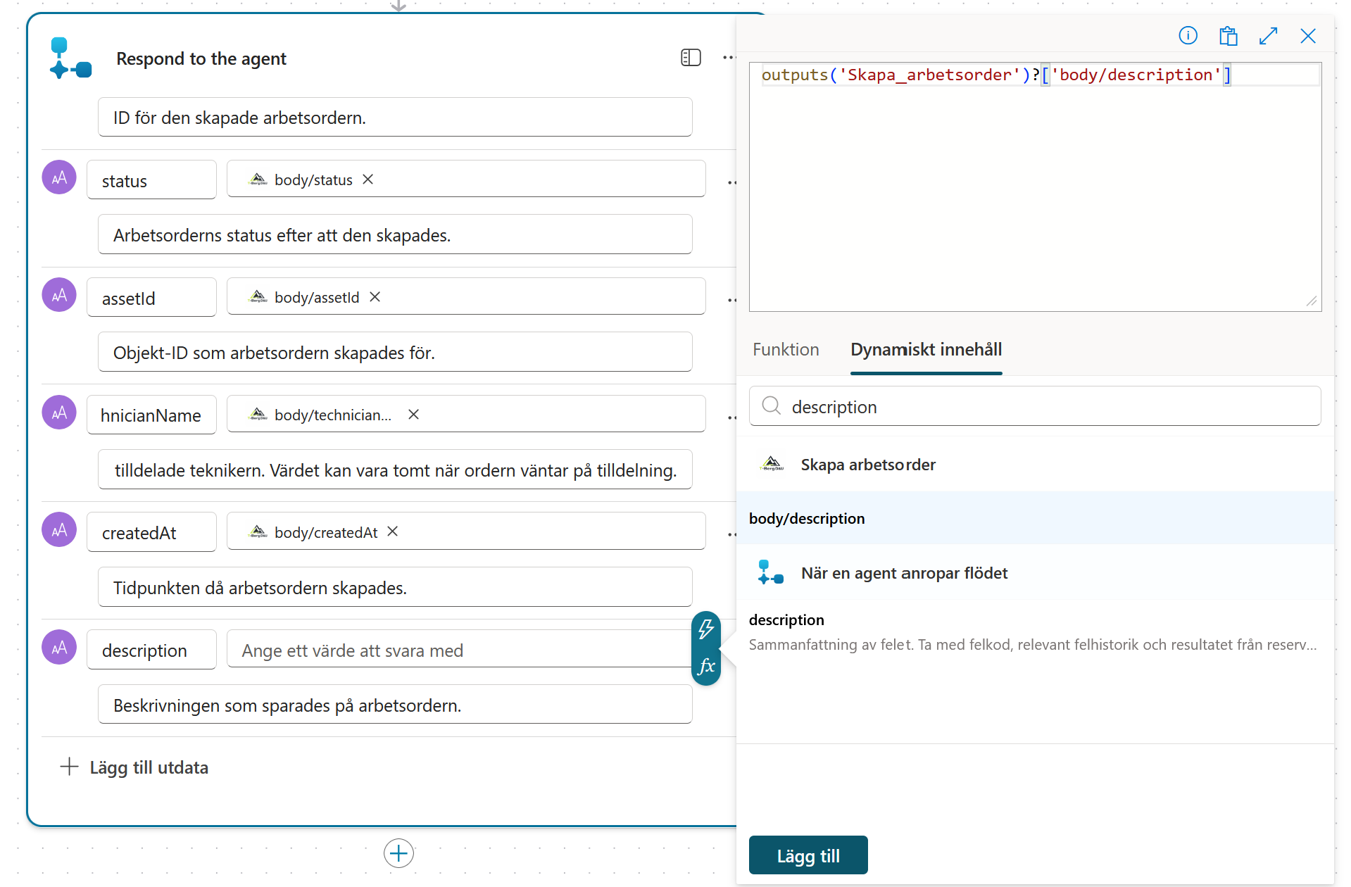 Utdatan createdAt med dynamiskt värde