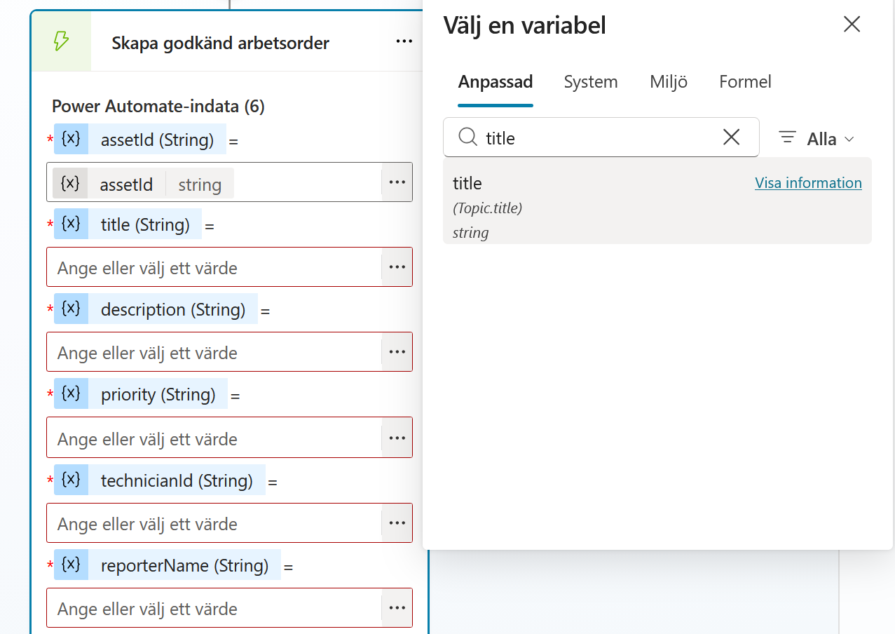 Indatan title kopplad till Topic title