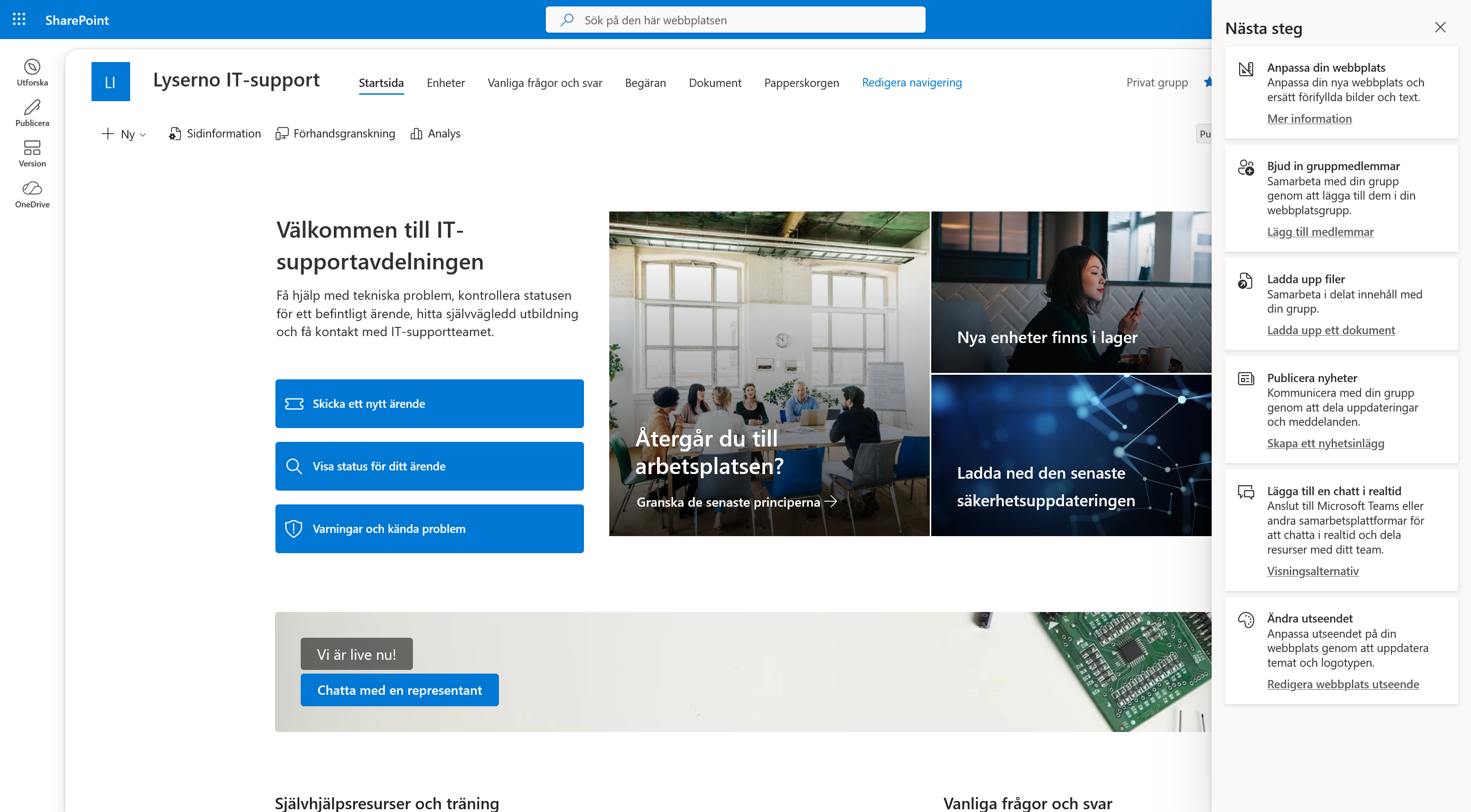 Startsidan för Lyserno IT-support