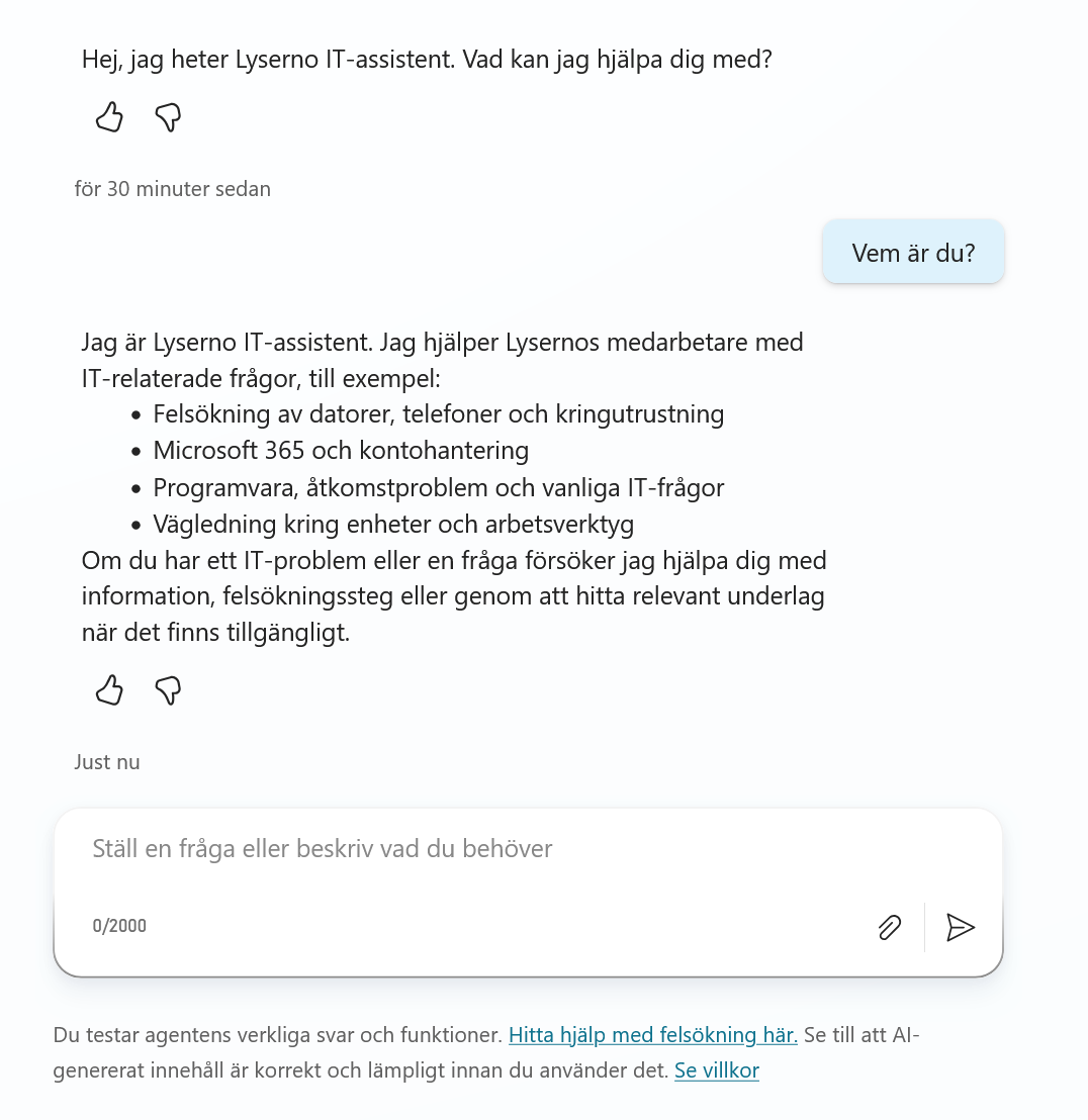 Agenten beskriver sin roll i testpanelen