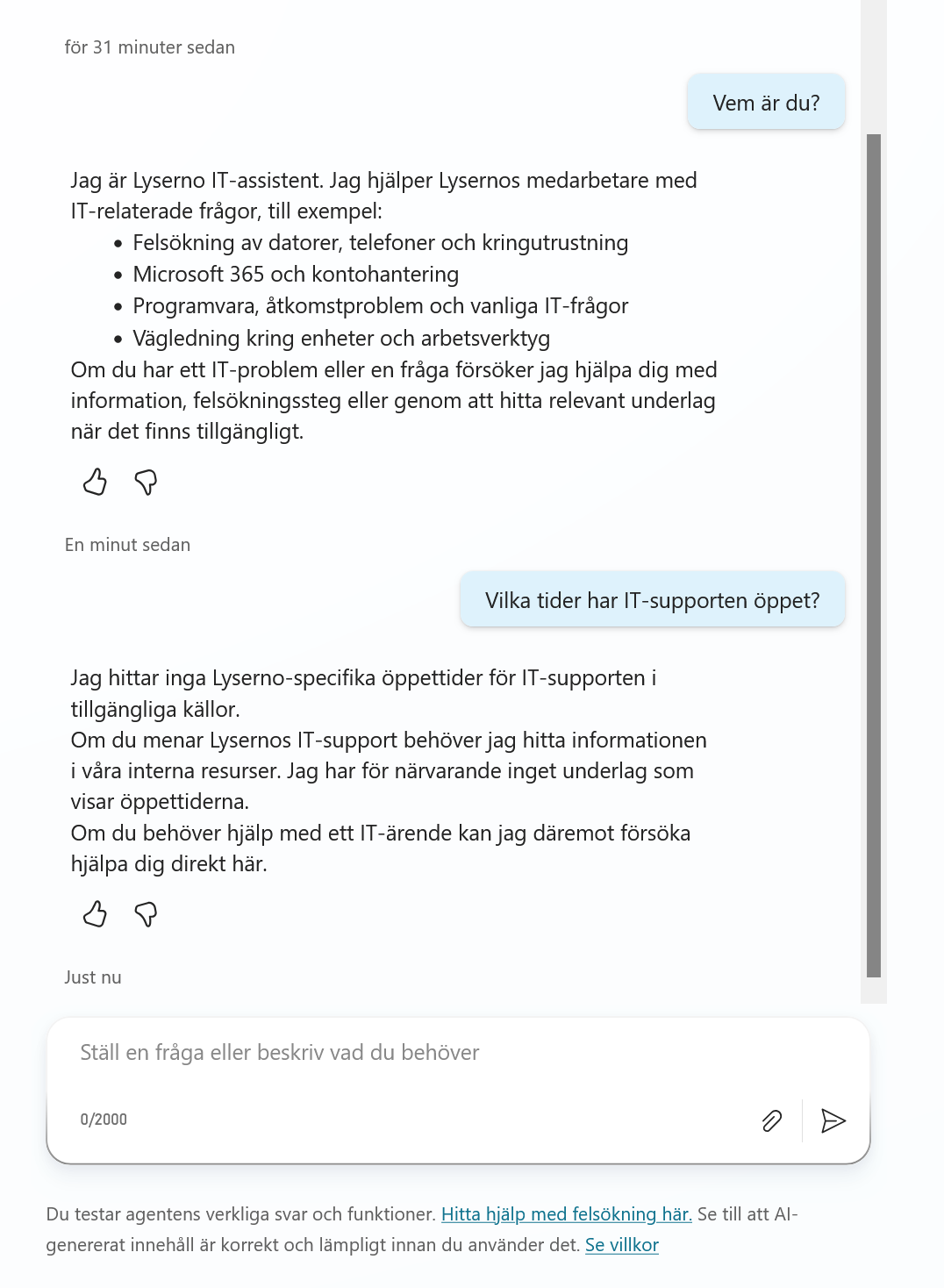 Agenten säger att den saknar information om öppettider