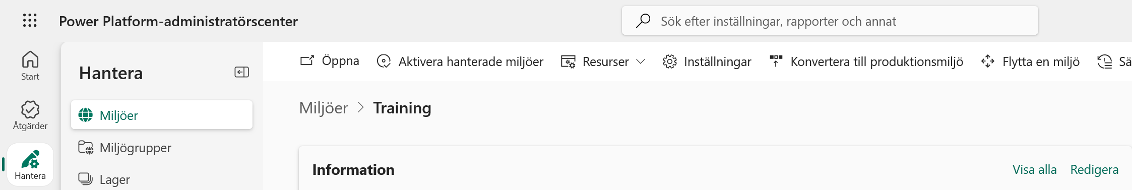 Den valda miljön i Power Platform-administrationscentret