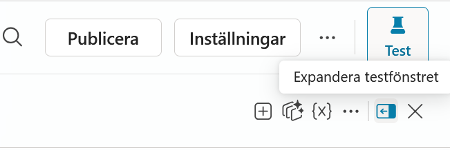 Expandera testfönstret