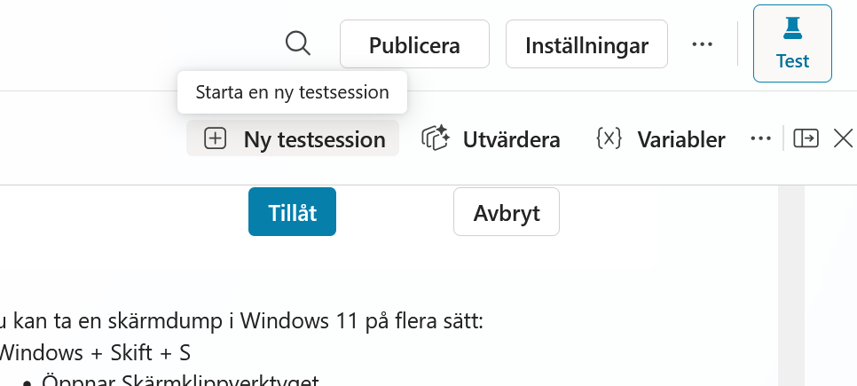 Starta om testet innan nästa fråga