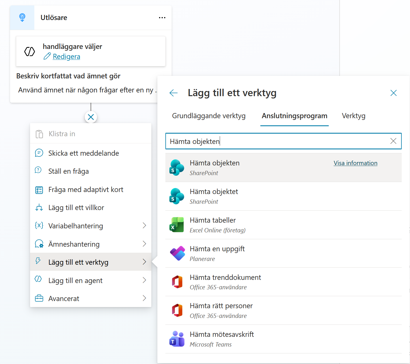 Sökning efter SharePoint-åtgärden Hämta objekten