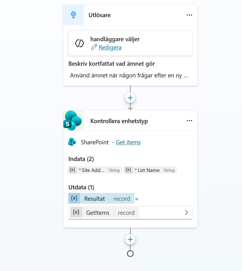 SharePoint-noden med namnet Kontrollera enhetstyp