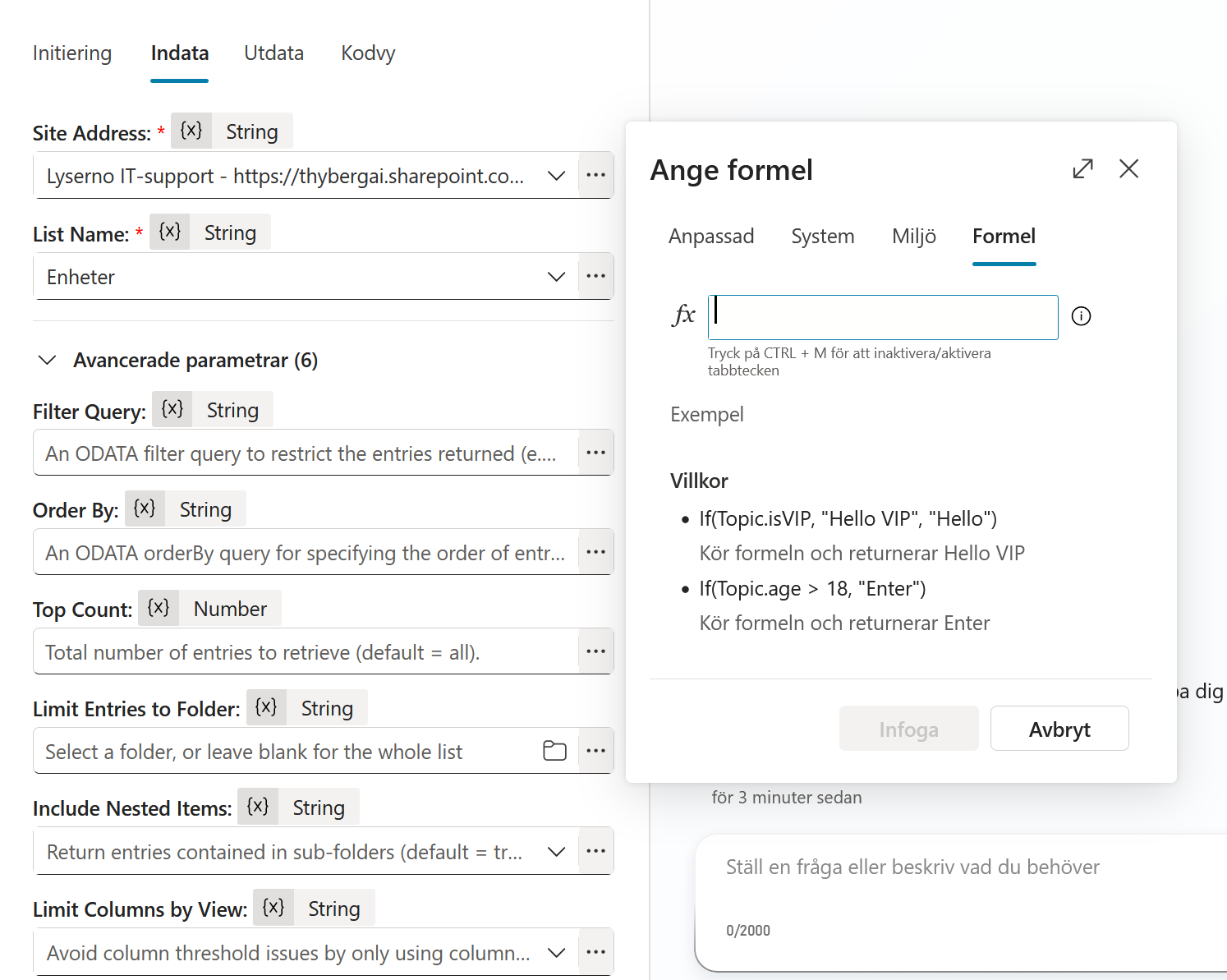 Filter Query inställt för en Power Fx-formel