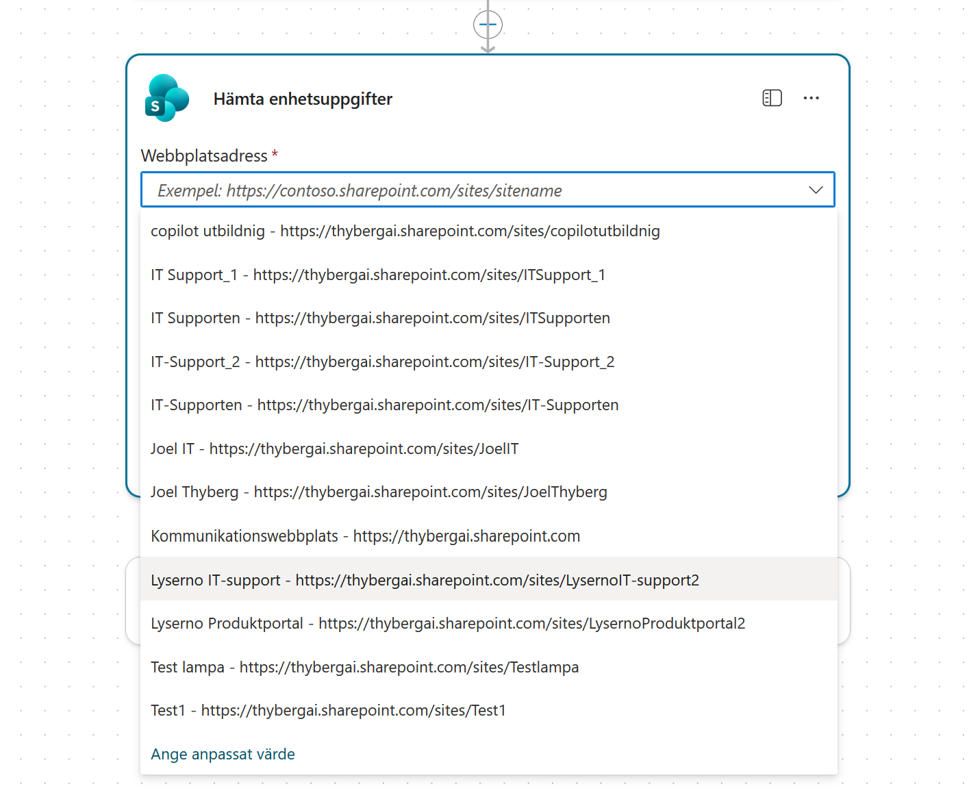 Välj webbplatsen Lyserno IT-support