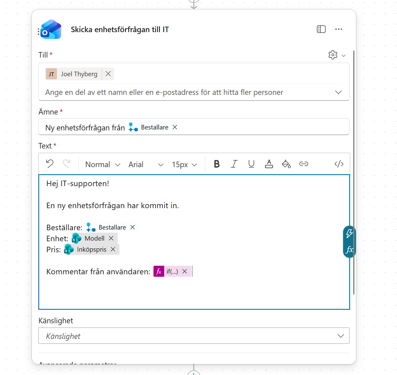Den färdigkonfigurerade e-postnoden