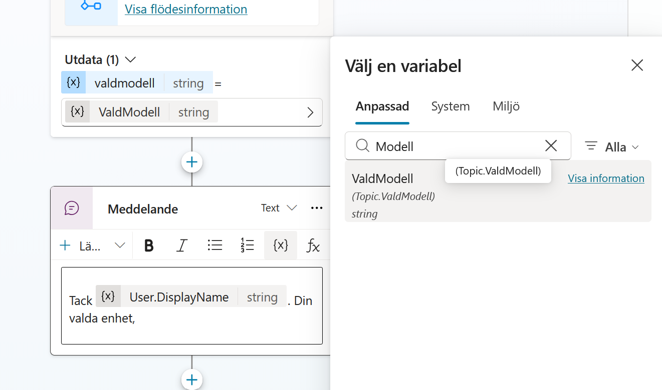 Lägg till ValdModell i bekräftelsen