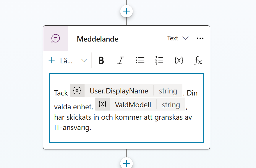 Det färdiga bekräftelsemeddelandet