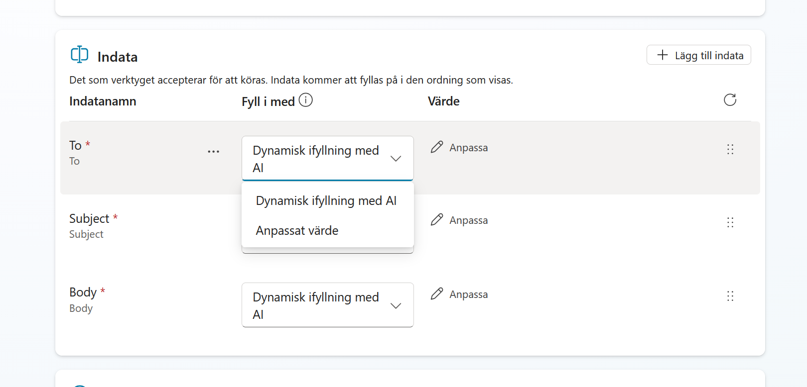 Ändra To till Anpassat värde