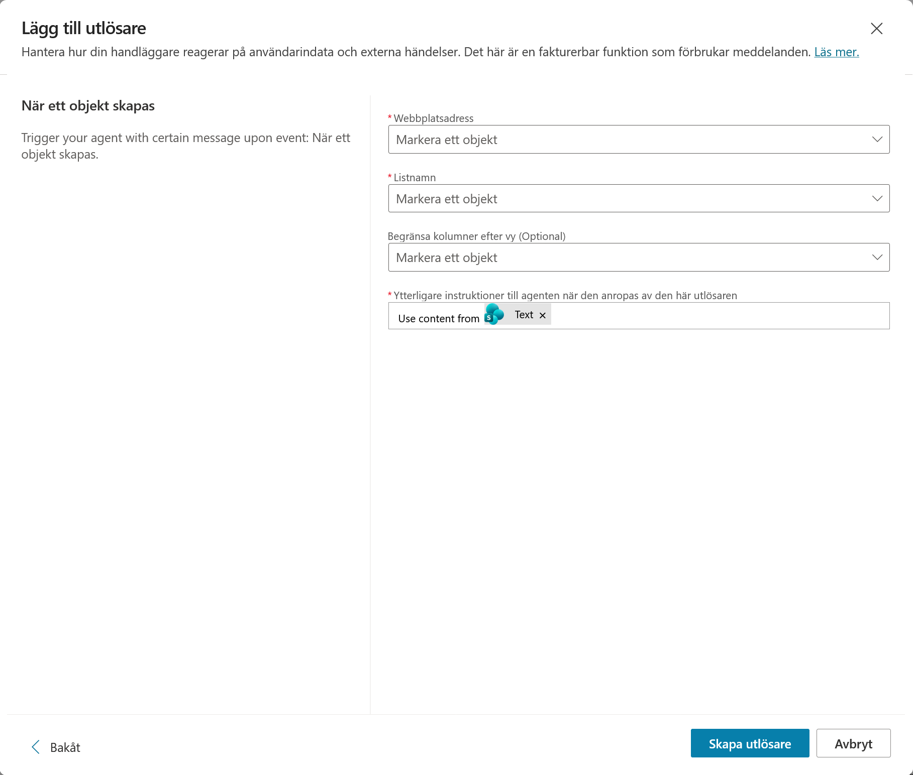 Inställningarna för SharePoint-utlösaren