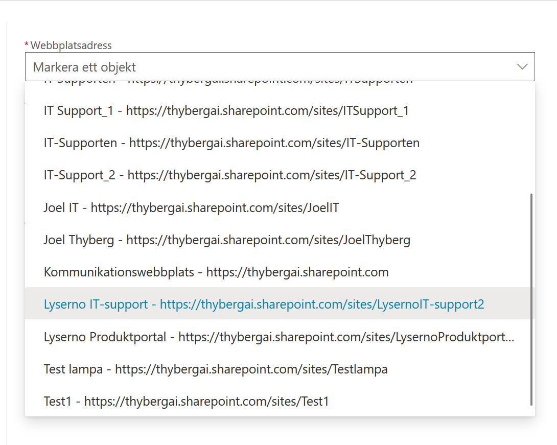 Välj webbplatsen Lyserno IT-support