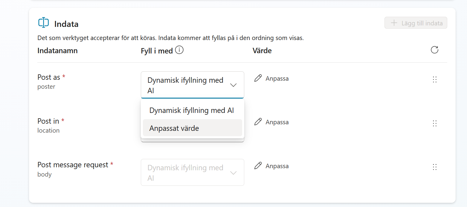 Ändra Post as till Anpassat värde